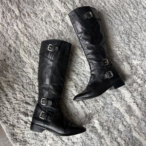Michael Kors Black Genuine Leather Buckle Boots